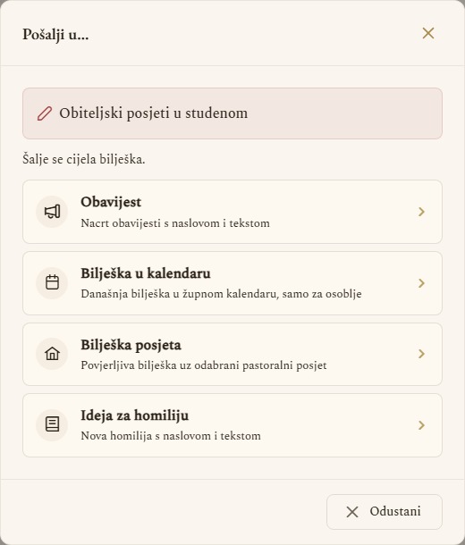 Dijalog Pošalji u… s četiri odredišta (prikaz na računalu)