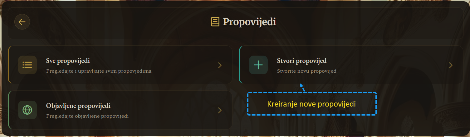 Naredbe za upravljanje propovijedima