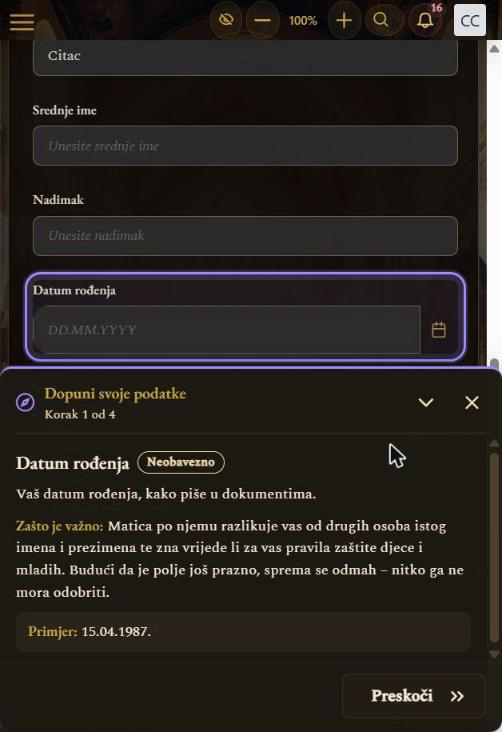 Vodič na mobitelu (mobilni prikaz)