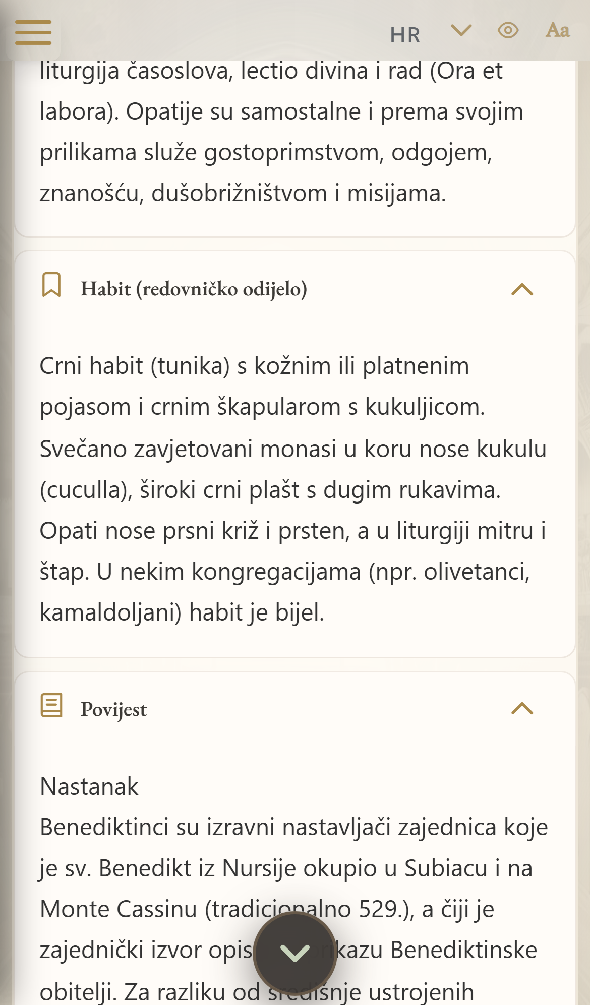 Jedan red — karizma, habit i povijest (mobilni prikaz)