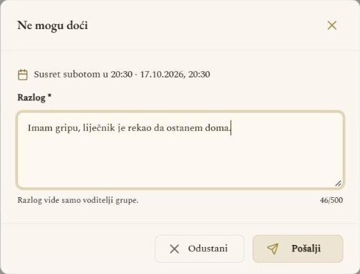 Prozor za razlog izostanka