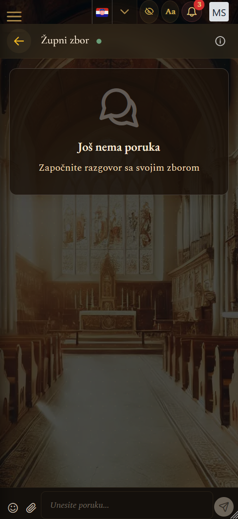 Prikaz razgovora zbora (mobilni prikaz)