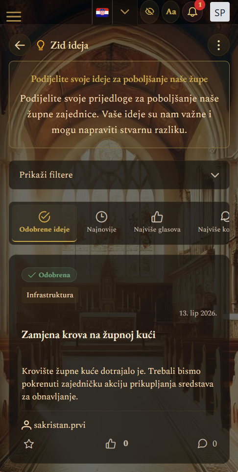 Nova sugestija na zaslonu (mobilni prikaz)